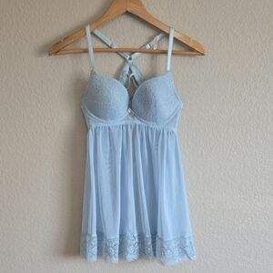 Daisy Fuentes Light Blue Lace Chemise